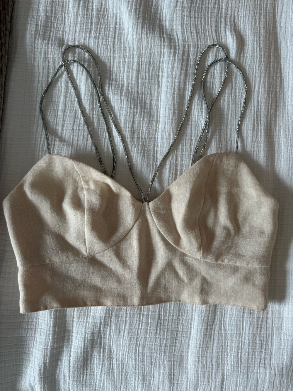 H&M Beige Strappy Bustier Crop Top